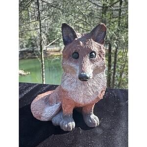 Vintage Don James Red Fox Animal Resin Figurine 4" Tall Signed -A